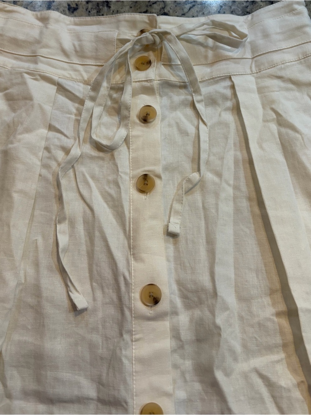 a new day Cream Button-Front A-Line Linen Blend Skirt - Picture 3 of 5